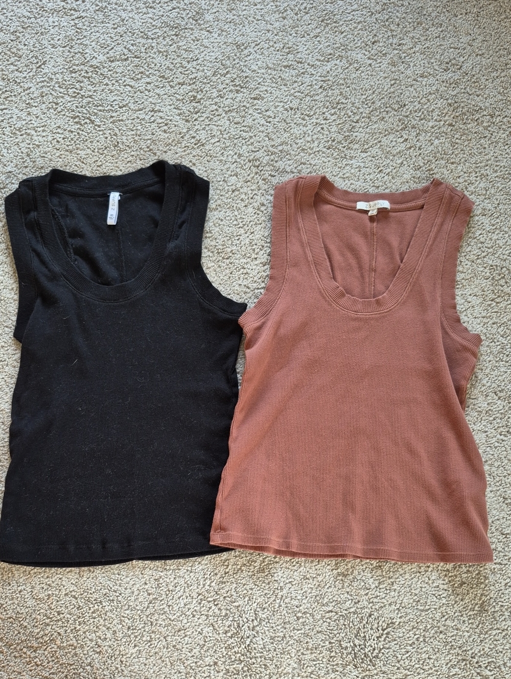 Lot Of 2 Z Supply Tank Tops- Black And Tan